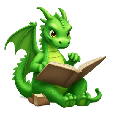 green dragon reading a book sticker