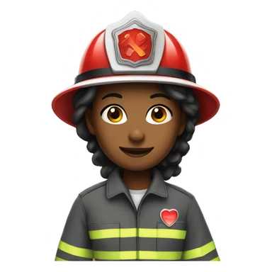 Firefighter woman with heart eyes sticker