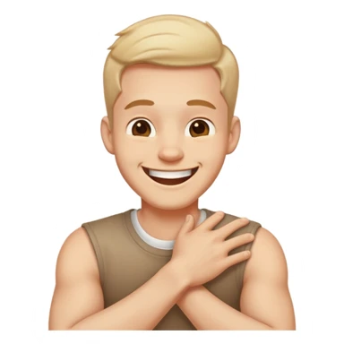 Arms crossed holding neck laughing guy  sticker