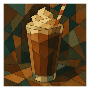 chocolate milkshake, geometric shapes, abstract sticker