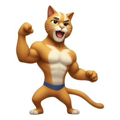 Meowscles hitting the woah sticker