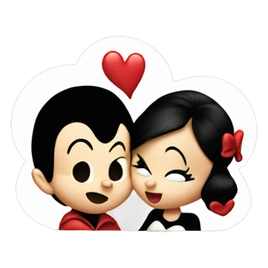 mickey mouse kiss minnie sticker