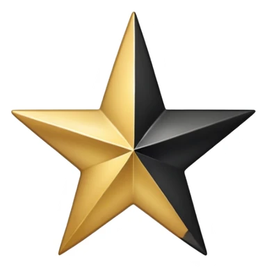 half golden and half black star, with a subtle shine on the gold side sticker