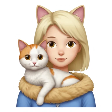 person with cat on their shoulder sticker