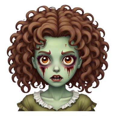 Curly brown and big hair girl zombie sticker