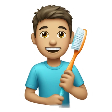 boy brushing teethbrush sticker