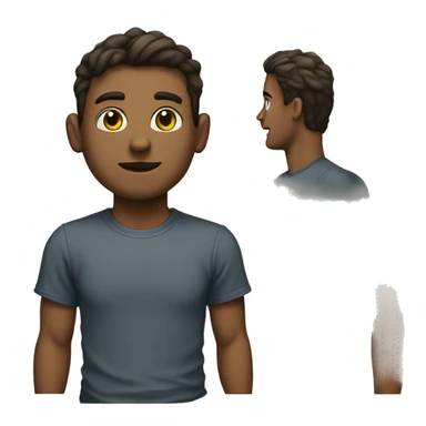 Tall boy with a t shirt and on that t shirt there is a text MH sticker