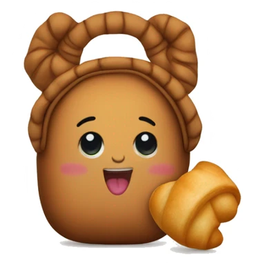 Brown polene bag with Little Croissant plushie pendant sticker