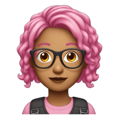 Girl wearing glasses and pink hair sticker