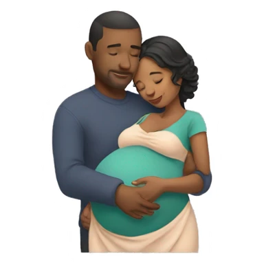 Man hugging pregnant woman sticker