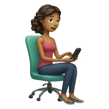 woman seating holding phone sticker