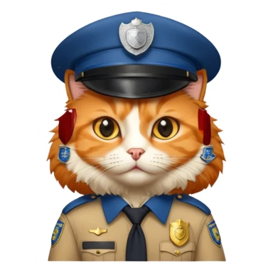 oranh fluffy cat - police officer sticker