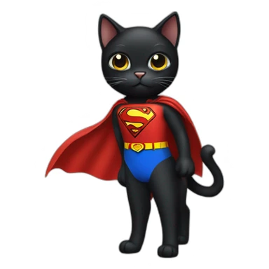 black cat wearing a superman costume sticker