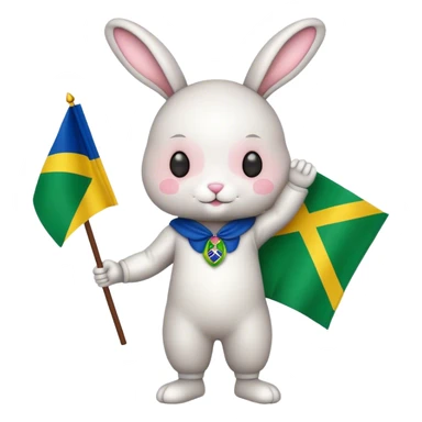 white bunny person with a brazil flag sticker