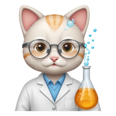 baby cat scientist sticker