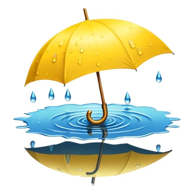 Yellow umbrella in puddle reflection, Lost Umbrella. sticker