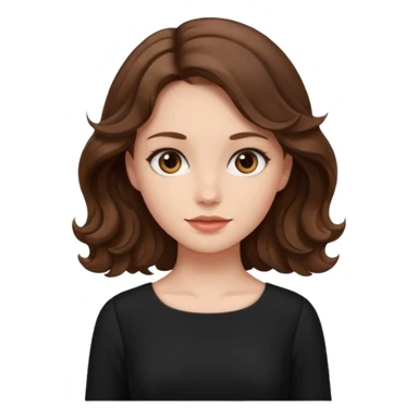 دختری با موهای بلند و لباس بلند دامنی و آستین بلند مشکی شیک و زیبا و موهای قهوه ای موج دار sticker