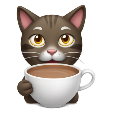 cat drinking hot chocolate sticker