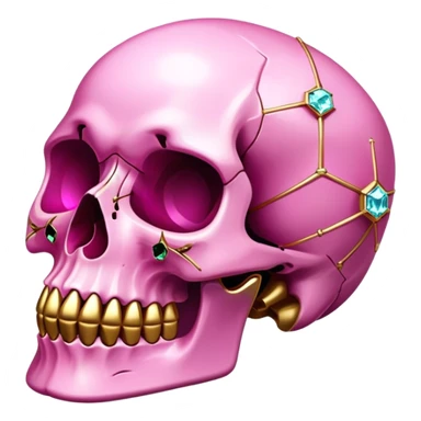 gemstone skull crystal gold pink sticker