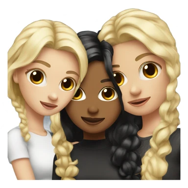 3 besties one with black hair and two with blonde hair sticker