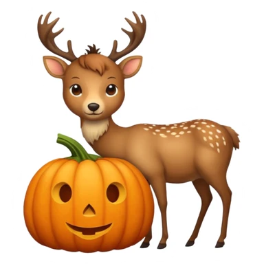 Cozy beige Autumn pumpkin and Deer sticker