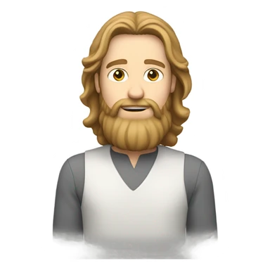 White man with shoulder length light brown hair and beard  sticker