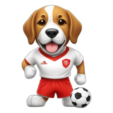 Cão com camiseta vermelha jogando futebol sticker