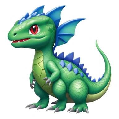 Larvitar-Axew-Grovyle-hybrid-Fakémon-creature (full body) sticker