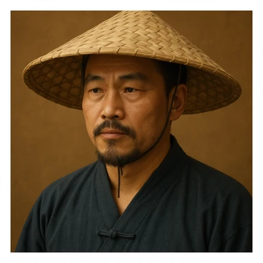 chinese man wearing rice paddy hat, style 2 sticker