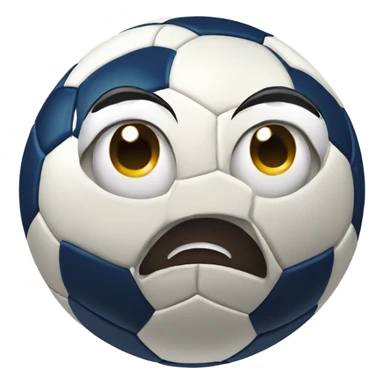 Soccer ball with unhappy expression sticker