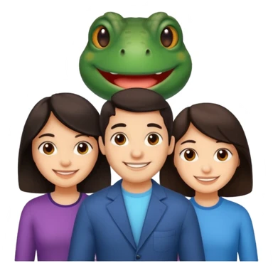 Bufo with two best friends one a girl dark hair other man dark hair sticker