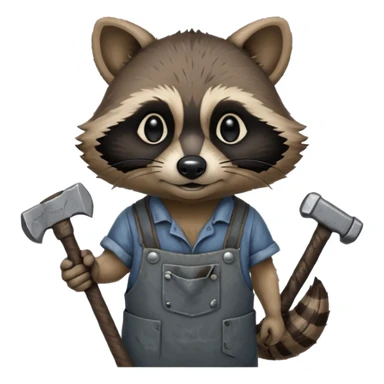 dirty blacksmith racoon holding hammer sticker
