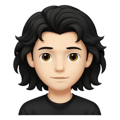 Menino de 15 anos de cabelo preto ondulado volumoso e de roupa preta sticker