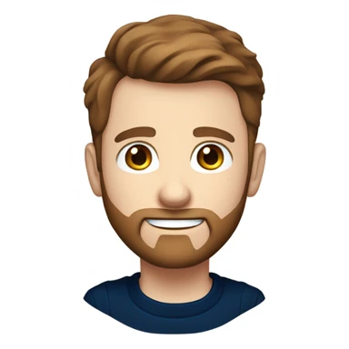 irish man blue eyes, brown short hair and short beard, wearing a smart navy blue jumper. torso sticker