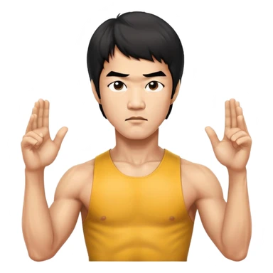 Bruce Lee martial arts legend with serious expression, chest up portrait sticker