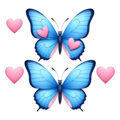 two blue butterflies and two little pink hearts sticker