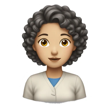 korean girl with curly hair working everyday  sticker