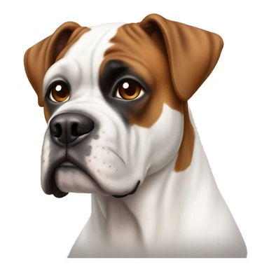 white boxer dog with a brown spot on right eye sticker