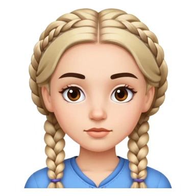 Girl with brows hair in two braids, thicker eyebrows sticker