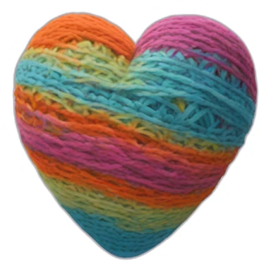 yarnball heartshaped multicolor no eyes sticker
