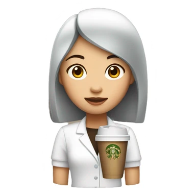 Starbucks asian girl barista with cup in hand sticker