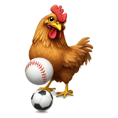 Chicken playing ball sticker