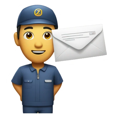 Asian Postman with letter sticker