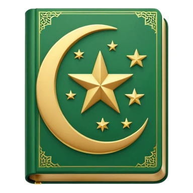 Closed Quran with the Islamic Symbol on it (moon and star) green from left to right sticker