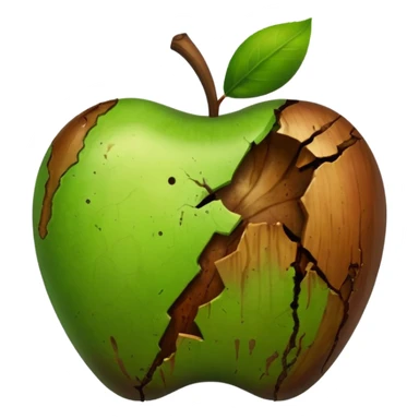A rotten apple emoji resembling the apple inc logo. No face. sticker