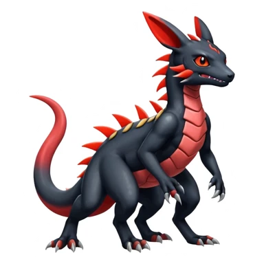 Shiny Cool Badass Realistic Exotic Colorful Guilmon-Salandit-Umbreon-Fakémon-hybrid-creature (full body)  sticker