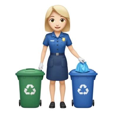 full body housekeeper open trash can and put the trash sticker