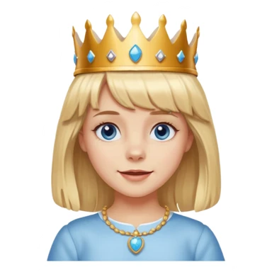 simple Blonde girl with bangs and blue eyes, and a simple crown. giving cockerspaniel energy sticker