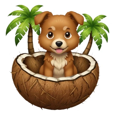 dog in a coconut sticker