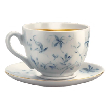 A porcelain teacup with delicate steam rising, placed on a cozy saucer. sticker